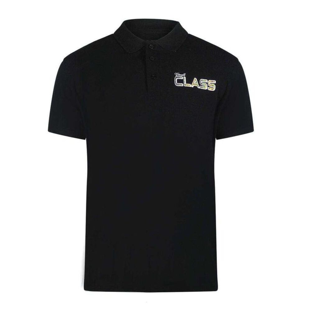 Cavalli Class Unisex Adult Vibrant Floral Logo Polo Shirt / Black